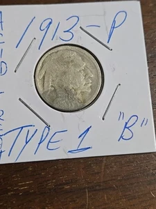 1913 Buffalo Nickel "B" Type 1 or Variety 1 Acid Treated - Picture 1 of 6