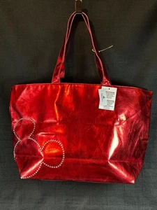 2012 Disney Parks Mickey Mouse Red Metallic Large Tote Bag w/Rhinestones READ - Picture 1 of 7