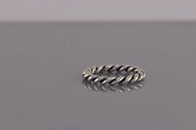 PANDORA ALE Sterling Silver 3mm Twisted Rope Stackable Solid Band Ring 925 Sz: 6 - Image 1 of 4