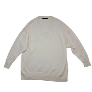 Jenni Kayne Flynn Kaschmir Pullover Damen XL Elfenbein V-Ausschnitt Relaxed Quiet Luxus - Bild 1 von 9