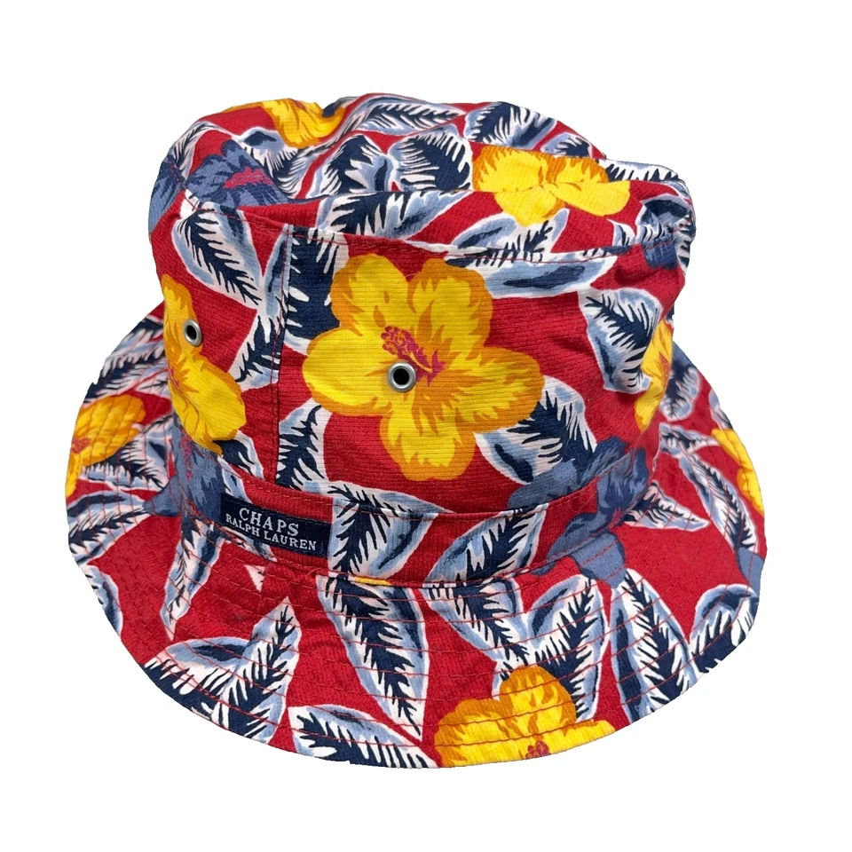 Gorra de Colección Chaps Ralph Lauren Bucket Sombrero Rojo Estampado Floral Reversible OSFM Años 90 Foto 1 de 4
