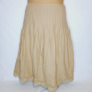 Tommy Hilfiger women's skirt size 12 tan Eyelet lace pleaded 100% cotton lined - Picture 1 of 9
