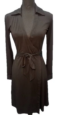 Calvin Klein Dress Women's Size 2 Black Wrap Belted Long Sleeves V Neck - Image 1 of 4