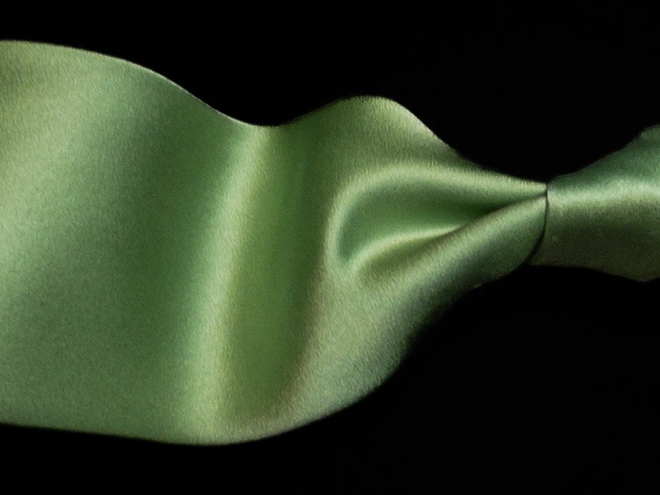 Stafford - Men's Lime Green Solid Satin 100% Silk Neck Tie 3.1"W x 60"L - Image 1 of 4