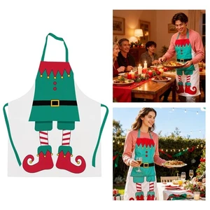 Christmas Adult Chef Elf Apron Kitchen Cooking Baking Festive Fun Craft Xmas - Picture 1 of 8