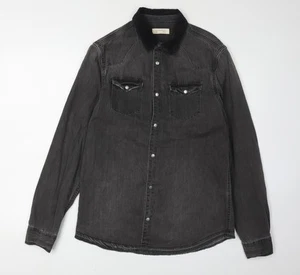 Camisa de mezclilla negra para hombre AllSaints, talla S, algodón - Imagen 1 de 12