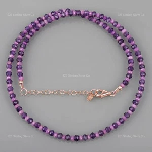 Halloween Deal 925 Silver Natural Amethyst Boho Beaded February Sister Necklace - Picture 1 of 6