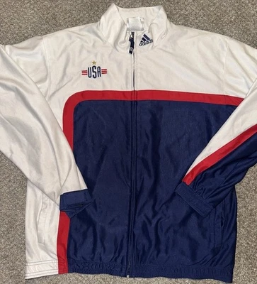 Chaqueta con Cremallera Adidas Talla Grande Vintage EE. UU. Gimnasia Juegos Olímpicos Foto 1 de 4