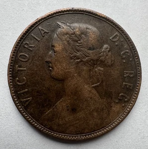 KANADA NEUFUNDLAND 1885 GROSSER CENT BRONZE KM# 1 QUEEN VICTORIA SERIE SCHLÜSSELDATUM - Bild 1 von 2