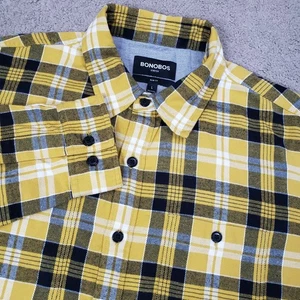 Camisa Bonobos Para Hombre Grande Calce Ajustado Negra Dorada Franela Elastizada Manga Larga Preppy - Imagen 1 de 9