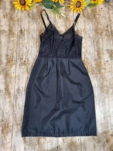 Vintage St Michael Black Lingerie Under Slip Dress Size 36" Bust Lace Top RETRO - Picture 1 of 11