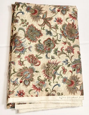 Vtg Hoffman Floral Paisley Fabric Gold Screenprint 44x112" 3yds Estate Quilt Sew - Image 1 of 3