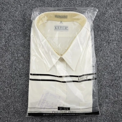 Vintage Ketch Gentleman’s Cut Dress Shirt 18.5 34/35 White Big Mens XXL - Image 1 of 4