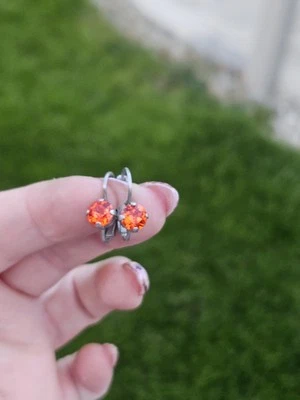 Pendientes Sabika Pequeños Genuinos Cristal Topacio Fuego Palanca Foto 1 de 4