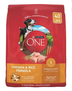 Purina One Dry Dog Food for Adult Dogs High Protein, Real Chicken & Rice, 40 lbs - Picture 1 of 6