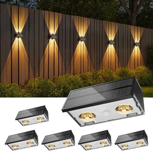 Solar Zaunleuchten Außen, 6er Pack Up and Down Wandleuchte, 8 Farben Linse LED... - Bild 1 von 7