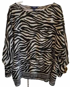 R L CHAPS ZEBRA ANIMAL PRINT LIGHTWEIGHT TOP W DRAWSTRING WAIST SIZE S - Picture 1 of 9