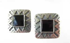 Vintage Retired James Avery Sterling Silver Onyx French Clip Earrings - Picture 1 of 7
