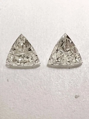 Trillion Diamonds 0.34 Ct I VS1 Triangles Loose Pair Natural Side Stones Jewelry - Image 1 of 3