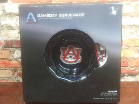 AUBURN TIGERS GLASS DIP BOWL WITH  CHARM PENNANT 7.8 × 7.8 IN. DIAMETER O/D Cover