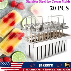 Ice Cream Stick Mold 20pcs Mold Cup Stainless Steel Popsicle Mold Commercial NEW - Picture 1 of 20