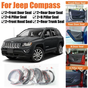 Door Rubber Seal Strips Weather Draft Wind Noise Reduction Kit For Jeep Compass - Picture 1 of 12