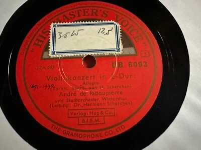 ANDRÉ DE RIBAUPIERRE VIOLIN SCHERCHEN TARTINI CONCERTO 2 78 RPM SWISS HMV RARE ! - Image 1 of 4