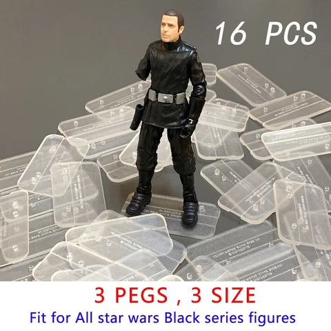 16 x Star Wars Black Series 6 inch Action Figure Stands - Multi-peg - CLEAR Cover