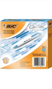 BIC Clic Stic Druckkugelschreiber, Mittlere Spitze 1,0 mm - 50 Stück (Blau) - Bild 1 von 7
