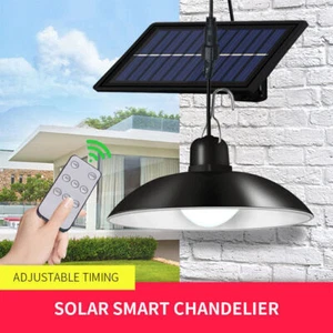 Solar Power LED Pendant Light Single Head Outdoor Garden Yard Shed Lamp - Picture 1 of 13