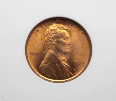 1909 "P" VDB Lincoln Wheat Cent 1c ANACS MS66 RD #064 *RED* Gem BU Unc ECC&C Inc - Image 1 of 4