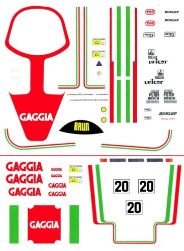 #20 GAGGIA Porsche 956-962 1/32nd Scale Slot Car Waterslide Decals