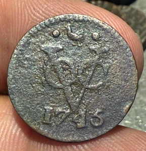 NETHERLAND EAST INDIES 1743 VOC RARE COPPER COIN - Picture 1 of 2