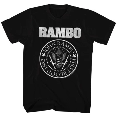  RAMBO Official T Shirt MENS RAMBONES STALLONE 100% Black Cotton Sizes SM - 5XL - Image 1 of 3