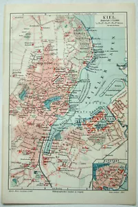Kiel, Deutschland - Original 1905 Stadtplan von Meyers. Antik - Bild 1 von 2