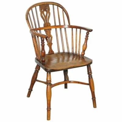 1 OF 6 BURR YEW WOOD WINDSOR ARMCHAIRS CIRCA 1860 ENGLISH COUNTRYHOUSE FURNITURE - Image 1 of 4
