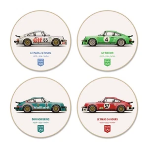 Calamita/Sottobicchiere Frigo Illustrazione Classic 934 Turbo RSR 1976 - Set di 4 - Foto 1 di 3