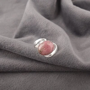Black Rhodonite Sterling Silver Band Delicate Engagement Unique New Ring Jewelry - Picture 1 of 8