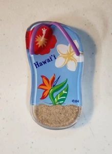 Hawaii Sandal Shape Sand Acrylic Fridge Magnet Flip Flop - Picture 1 of 2