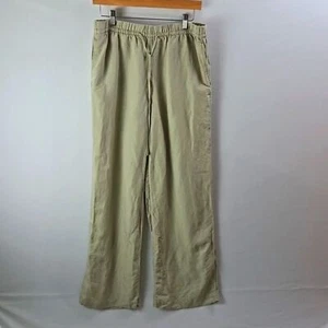 H&M Womens Linen Viscose blend Pull-on Draw String Pants Khaki Green Sz M - NWT - Picture 1 of 10