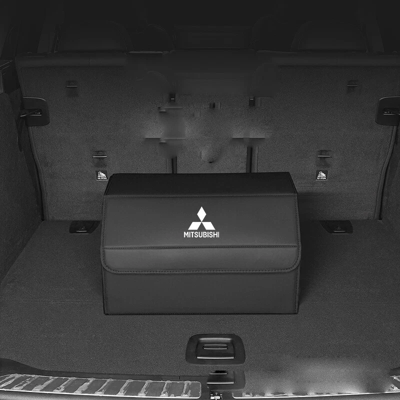 Car Rear Trunk Storage Luggage Box Cargo Organizer For Mitsubishi Black Leather Foto 1 de 1
