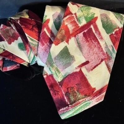 Emanuel Ungaro Silk Tie Floral  Mans EuC Vintage Watercolor Painterly Dekooning Foto 1 de 4