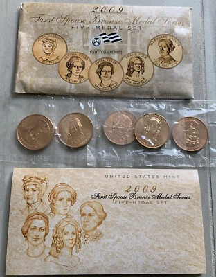 2009 FIRST SPOUSE BRAONZE MEDAL 5 Coins SET US Mint OGP. - Image 1 of 4