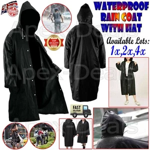 Waterproof Women Men Raincoat Outdoor EVA Cloth Long Rain Coat Poncho With Hat - Picture 1 of 18