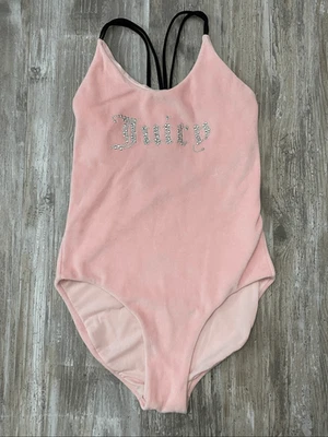 Traje de baño Juicy Couture etiqueta negra para mujer de una pieza terciopelo rosa estrás talla S Foto 1 de 4