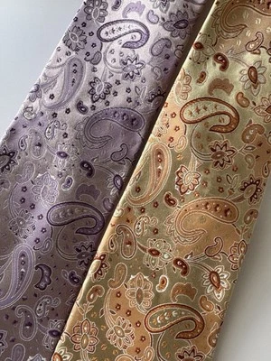 Van Heusen пейсли галстук лот - фиолетовый золотой цветочный узор шелковая смесь классический - Изображение 1 из 4