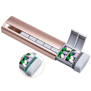 Metal Travel Pill Organizer, Premium Aluminum Pill Box 7 Day, Weekly Daily Pi... - Picture 1 of 9