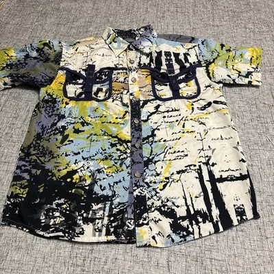 Hama Mens Short Sleeve Button Down Rhinestone W Buckles Size XL Unique - Image 1 of 4