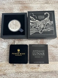 Silbermünze Australien 2022 1 Oz 1 $ Lunar Jahr des Tigers Serie 3 Perth M - Bild 1 von 6