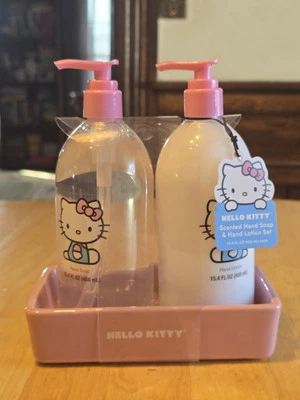NEW Hello Kitty Soap/Lotion and Soap Dish Set scented 15.4 fl oz each - Image 1 of 4